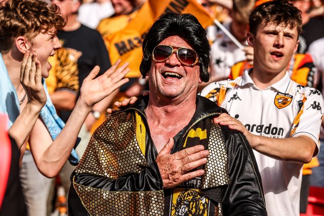 Hull fans watch on in the final minutes of the game during the Sky Bet Championship Playoffs Final match Hull City vs Middlesbrough at Wembley Stadium, London, United Kingdom on 23 May 2026

(Photo by Alfie Cosgrove/News Images)
