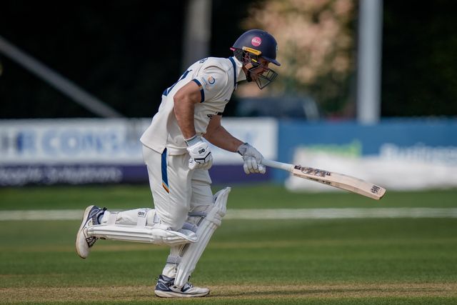 Matthew Montgomery reaches a half century with a couple of runs to get past 50 during the County Championship Division Two Derbyshire v Gloucestershire at The Central Co-Op County Ground, Derby, United Kingdom on 26 April 2026

(Photo by Maynard Manyowa/News Images)