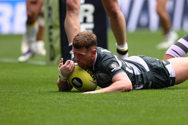 Olly Russell of Huddersfield Giants goes over for a try during the Betfred Super League Magic Weekend match Huddersfield Giants vs York Knights at Hill Dickinson Stadium, Liverpool, United Kingdom on 04 July 2026

(Photo by Alfie Cosgrove/News Images)
