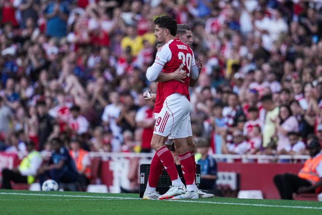 Kai Havertz of Arsenal comes on for Viktor Gyokeres of Arsenal during the Pre-season friendly match Arsenal vs Athletic Bilbao at Emirates Stadium, London, United Kingdom, 9th August 2025

(Photo by Harvey Murphy/News Images)