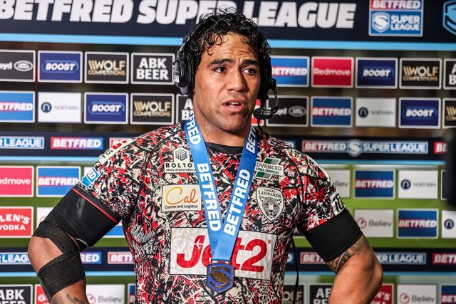 Joe Ofahengaue of Leigh Leopards speaks on Sky Sports after the game during the Betfred Super League round 8 match York Knights vs Leigh Leopards at LNER Community Stadium, York, United Kingdom on 17 April 2026

(Photo by Alfie Cosgrove/News Images)