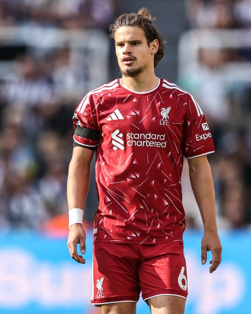 Milos Kerkez of Liverpool during the Premier League match Newcastle Untied vs Liverpool at St. James's Park, Newcastle, United Kingdom on 23 August 2026

(Photo by Alfie Cosgrove/News Images)