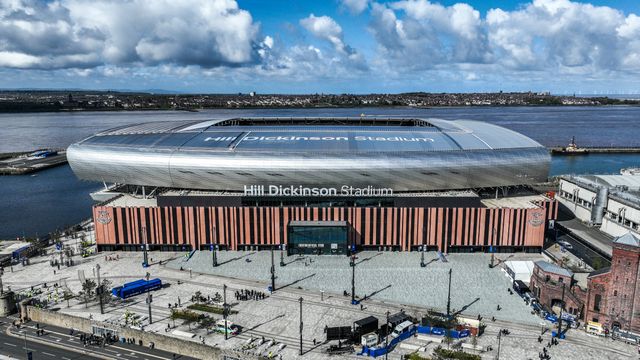 An aerial view of Hill Dickinson Stadium ahead of the Premier League match Everton vs Liverpool at Hill Dickinson Stadium, Liverpool, United Kingdom on 19 April 2026

(Photo by Alfie Cosgrove/News Images)