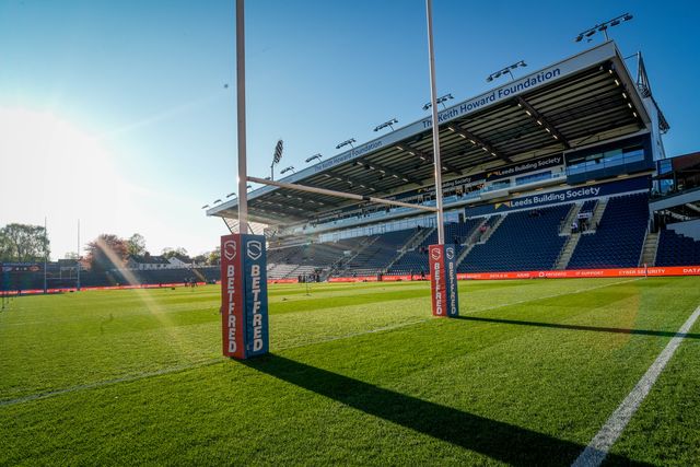 A general view of the pitch and stands during the Betfred Super League round 9 match Leeds Rhinos vs Catalans Dragons at AMT Headingley Stadium, Leeds, United Kingdom on 24 April 2026

(Photo by Maynard Manyowa/News Images)