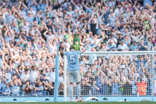 John Stones of Manchester City leaves the field of play to a standing ovation as fans sing, ‘Jonny Stones’ during the Premier League match Manchester City vs Aston Villa at Etihad Stadium, Manchester, United Kingdom on 24 May 2026

(Photo by Mark Cosgrove/News Images)