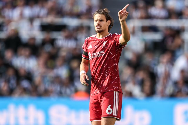 Milos Kerkez of Liverpool during the Premier League match Newcastle Untied vs Liverpool at St. James's Park, Newcastle, United Kingdom on 23 August 2026

(Photo by Alfie Cosgrove/News Images)
