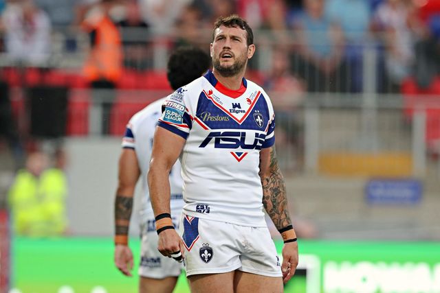 Jay Pitts of Wakefield Trinity during the Betfred Super League round 15 match Wakefield Trinity vs Wigan Warriors at DIY Kitchens Stadium, Wakefield, United Kingdom, 20th June 2025

(Photo by Sam Eaden/News Images)