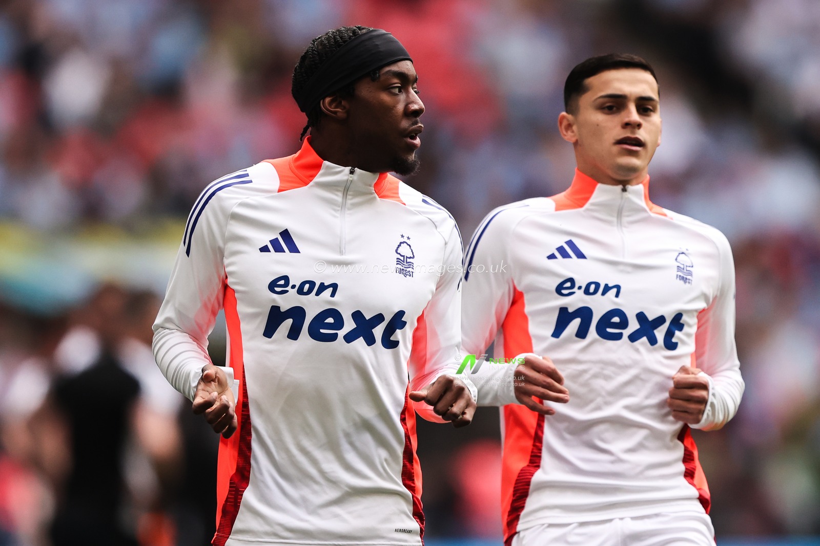 Anthony Elanga of Nottingham Forest during the pre-game warm up ahead of the Emirates FA Cup Semi-Final match Nottingham Forest vs Manchester City at Wembley Stadium, London, United Kingdom, 26th April 2025

(Photo by Alfie Cosgrove/News Images)