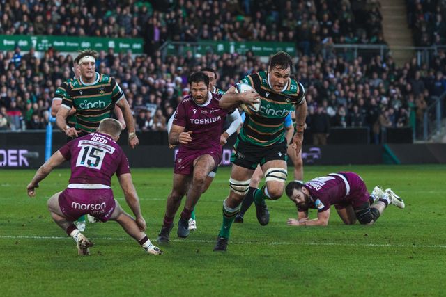 Josh Kemeny of Northampton Saints during the Gallagher Premiership match Northampton Saints vs Sale Sharks at Cinch Stadium at Franklin's Gardens, Northampton, United Kingdom, 20th December 2025

(Photo by Craig Evans/News Images)

*** GER AUT SUI OUT ***