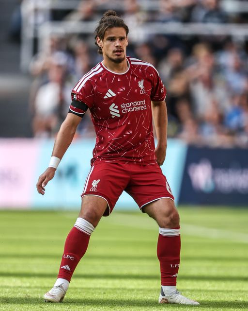 Milos Kerkez of Liverpool during the Premier League match Newcastle Untied vs Liverpool at St. James's Park, Newcastle, United Kingdom on 23 August 2026

(Photo by Alfie Cosgrove/News Images)
