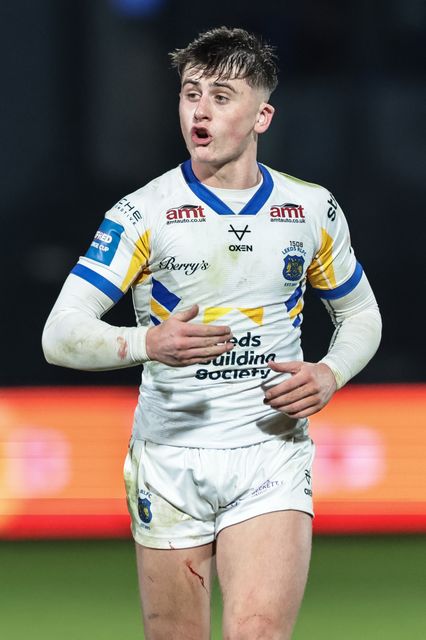 George Brown of Leeds Rhinos during the Betfred Challenge Cup round 4 match Wakefield Trinity vs Leeds Rhinos at DIY Kitchens Stadium, Wakefield, United Kingdom on 13 March 2026

(Photo by Mark Cosgrove/News Images)