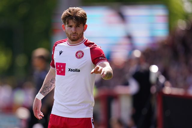 Jasper Pattenden of Stevenage during the Sky Bet League One Playoffs Semi-Final match Stevenage vs Stockport County at Lamex Stadium, Stevenage, United Kingdom on 09 May 2026

(Photo by Harvey Murphy/News Images)
