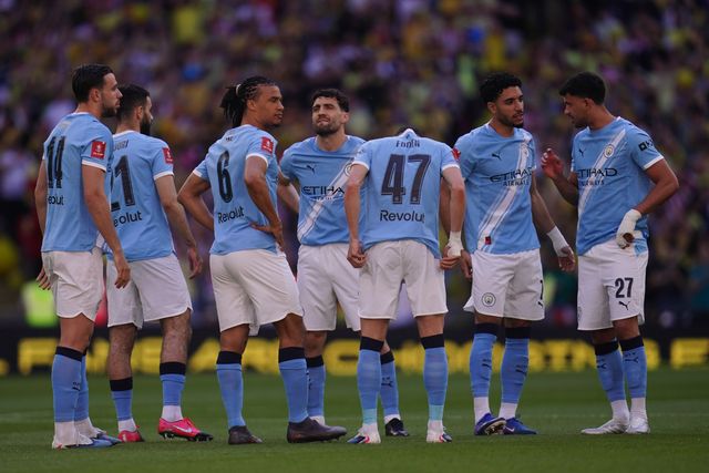 Man City players during the Emirates FA Cup Semi-Final match Manchester City vs Southampton at Wembley Stadium, London, United Kingdom on 25 April 2026

(Photo by Harvey Murphy/News Images)