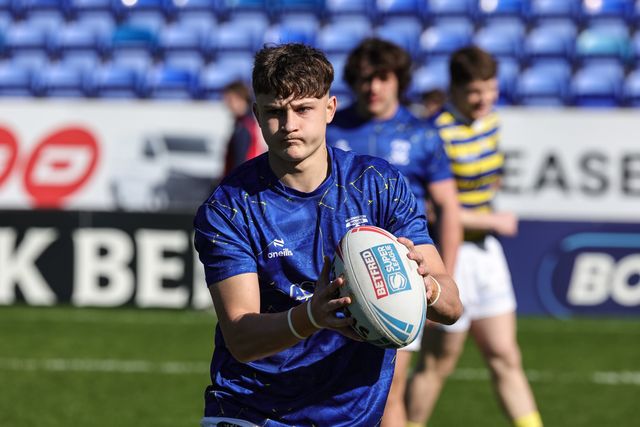 Lachlan Webster of Warrington Wolves in the pre-game warm up during the Betfred Challenge Cup round 4 match Goole Vikings vs Warrington Wolves at The Halliwell Jones Stadium, Warrington, United Kingdom on 14 March 2026

(Photo by Mark Cosgrove/News Images)