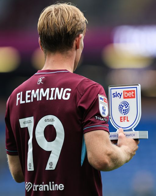 Zian Flemming of Burnley wins player of the match after 2-2 draw after the Sky Bet Championship match Burnley vs West Ham United at Turf Moor, Burnley, United Kingdom on 16 August 2026

(Photo by Jorge Horsted/News Images)