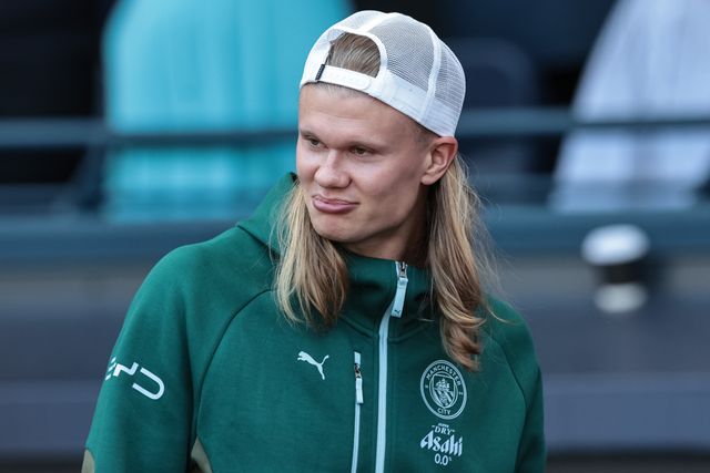 Erling Haaland of Manchester City watches the game during the Premier League match Manchester City vs Aston Villa at Etihad Stadium, Manchester, United Kingdom on 24 May 2026

(Photo by Mark Cosgrove/News Images)