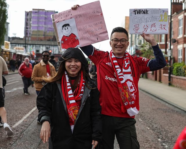 Manchester United fans with home made thank you Casemiro of Manchester United banners on his last home game during the Premier League match Manchester United vs Nottingham Forest at Old Trafford, Manchester, United Kingdom on 17 May 2026

(Photo by Mark Cosgrove/News Images)