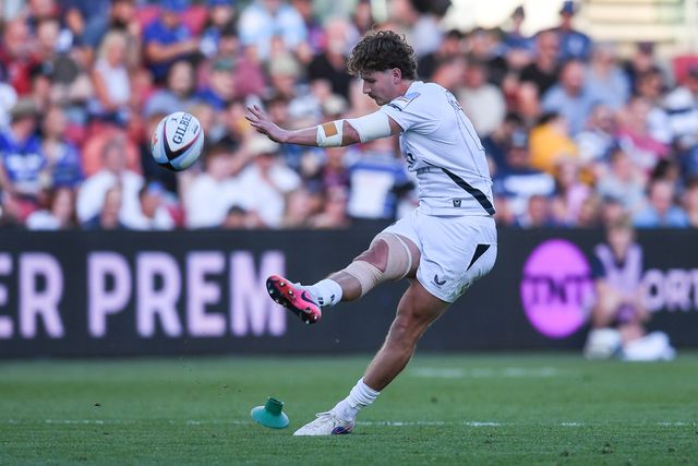 Ciaran Donoghue of Bath Rugby takes a conversion during the Gallagher Premiership match Bristol Bears vs Bath at Ashton Gate, Bristol, United Kingdom on 29 May 2026

(Photo by Alex Williamson/News Images)