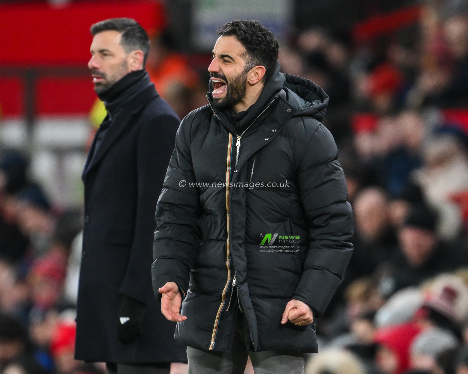Ruben Amorim Manager of Manchester United gives his team instructions during the Emirates FA Cup Fourth Round match Manchester United vs Leicester City at Old Trafford, Manchester, United Kingdom, 7th February 2025

(Photo by Craig Thomas/News Images)