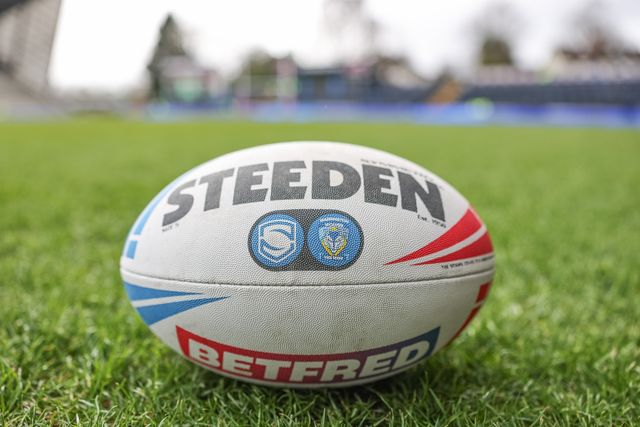 Warrington Wolves Steeden training ball during the Betfred Super League round 6 match Leeds Rhinos vs Warrington Wolves at AMT Headingley Stadium, Leeds, United Kingdom on 29 March 2026

(Photo by Mark Cosgrove/News Images)