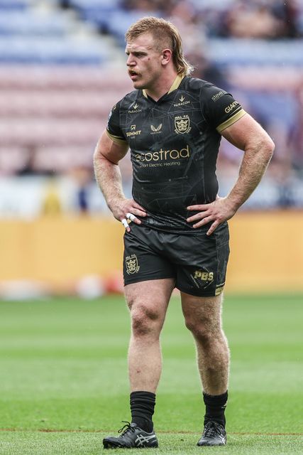 Brad Fash of Hull FC during pre-game warm up during the Betfred Super League Round 19 match Wigan Warriors vs Hull FC at The Brick Community Stadium, Wigan, United Kingdom, 19th July 2025

(Photo by Alfie Cosgrove/News Images)