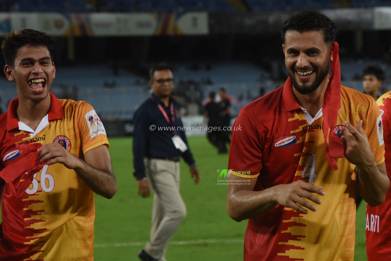 East Bengal FC player celebrates during the 135th Durand Cup final against Mohun Bagan Super Giant at the Vivekananda Yuba Bharati Krirangan in Kolkata, India, August 23, 2026. Photo by Debajyoti Chakraborty.(Photo: Debajyoti Chakraborty/News Images)