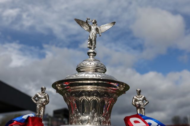 The Challenge Cup Trophy on display during the Betfred Challenge Cup Quarter Final match Wakefield Trinity vs Wigan Warriors at DIY Kitchens Stadium, Wakefield, United Kingdom on 12 April 2026

(Photo by Mark Cosgrove/News Images)