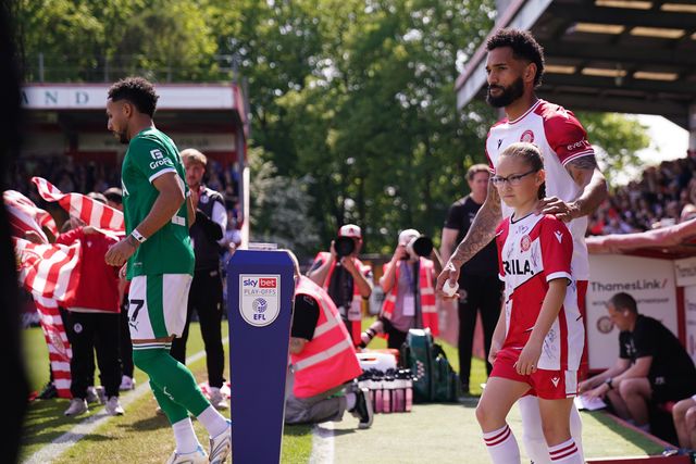 Jordan Roberts of Stevenage walks out ahead of kick off during the Sky Bet League One Playoffs Semi-Final match Stevenage vs Stockport County at Lamex Stadium, Stevenage, United Kingdom on 09 May 2026

(Photo by Harvey Murphy/News Images)