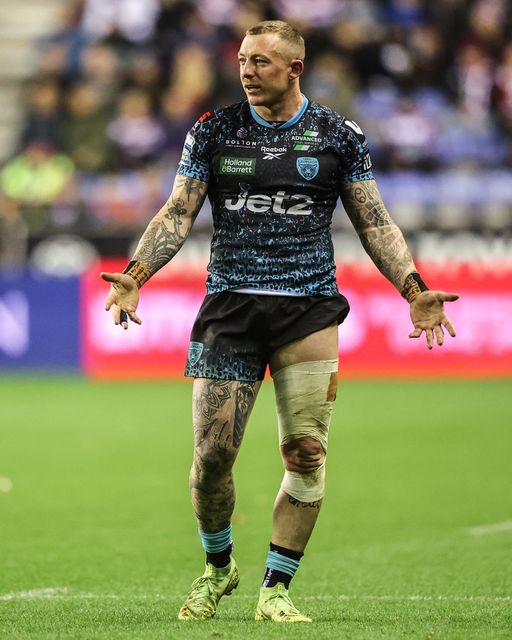 Josh Charley of Leigh Leopards reacts during the Betfred Super League Semi Final 1 match Wigan Warriors vs Leigh Leopards at The Brick Community Stadium, Wigan, United Kingdom, 3rd October 2025

(Photo by Alfie Cosgrove/News Images)
