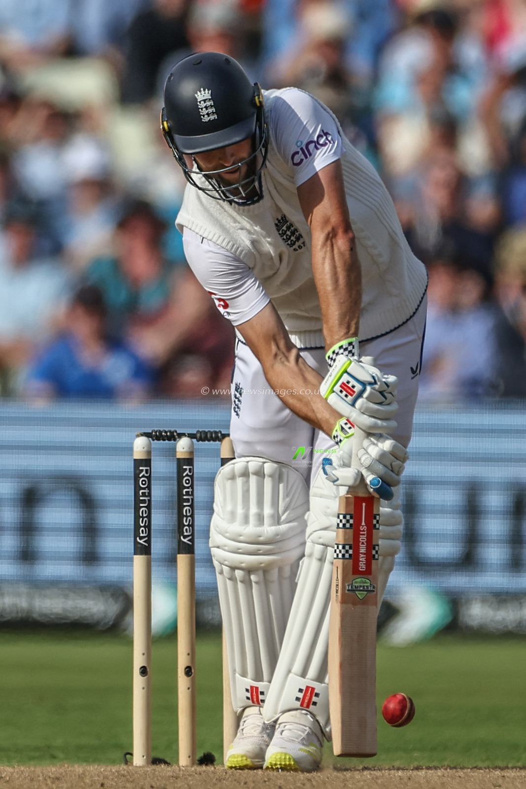 Chris Woakes of England hits the ball for four runs during Day Two of the Rothesay Test match England vs West Indies at Edgbaston, Birmingham, United Kingdom, 27th July 2024

(Photo by Mark Cosgrove/News Images)