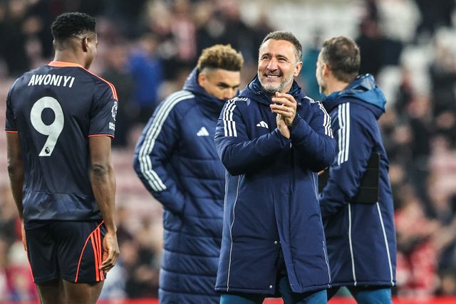 Vitor Pereira manager of Nottingham Forest applauds the fans after the game during the Premier League match Sunderland vs Nottingham Forest at Stadium Of Light, Sunderland, United Kingdom on 24 April 2026

(Photo by Alfie Cosgrove/News Images)