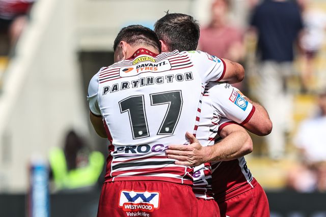 Jai Field of Wigan Warriors celebrates his try during the Betfred Super League round 15 match York Knights vs Wigan Warriors at LNER Community Stadium, York, United Kingdom on 20 June 2026

(Photo by Alfie Cosgrove/News Images)
