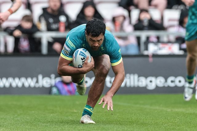 Peta Hiku of Hull KR goes over for a try during the Betfred Super League round 11 match Leigh Leopards vs Hull KR at Leigh Sports Village, Leigh, United Kingdom on 16 May 2026

(Photo by Mark Cosgrove/News Images)