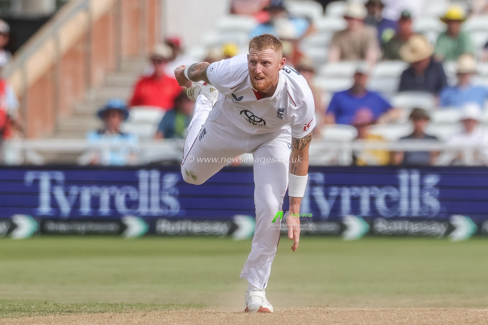 England captain Ben Stokes delivers the ball during the 3rd Rothesay Test Match Day 3 match England vs New Zealand at Trent Bridge, Nottingham, United Kingdom on 27 June 2026

(Photo by Mark Cosgrove/News Images)