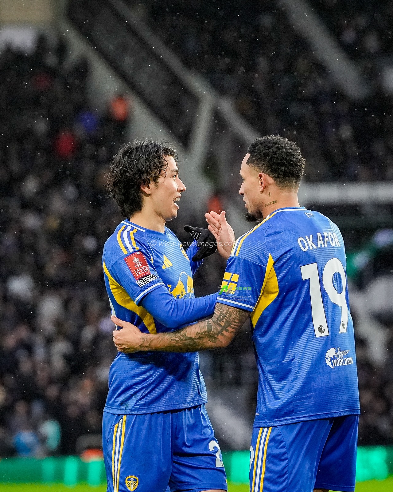 Ao Tanaka of Leeds United celebrates his goal to make it 1-2 during the Emirates FA Cup Third Round match Derby County vs Leeds United at Pride Park Stadium, Derby, United Kingdom, 11th January 2026

(Photo by Maynard Manyowa/News Images)