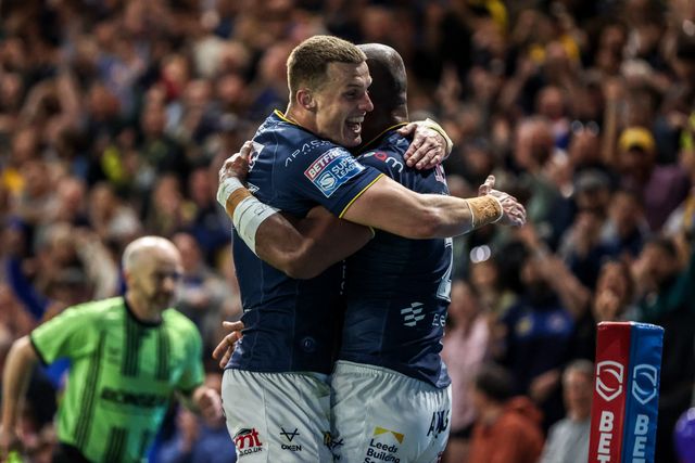 Maika Sivo of Leeds Rhinos celebrates his try during the Betfred Super League round 10 match Leeds Rhinos vs Wakefield Trinity at AMT Headingley Stadium, Leeds, United Kingdom on 01 May 2026

(Photo by Alfie Cosgrove/News Images)