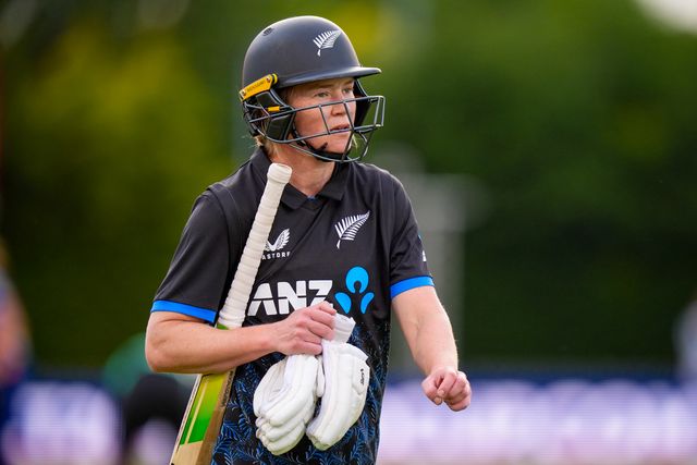 Jess Kerr of New Zealand walks off during the England Women v New Zealand 1st Vitality IT20 match at The Central Co-Op County Ground, Derby, United Kingdom on 20 May 2026

(Photo by Maynard Manyowa/News Images)