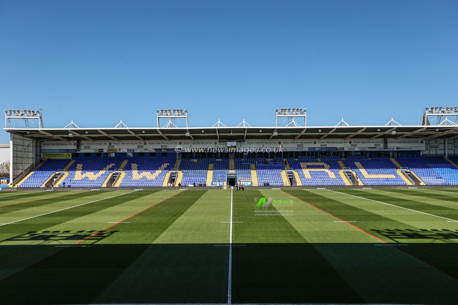 A general view of Halliwell Jones Stadium during the Betfred Challenge Cup Quarter Final match Warrington Wolves vs St Helens at Halliwell Jones Stadium, Warrington, United Kingdom, 6th April 2025

(Photo by Alfie Cosgrove/News Images)