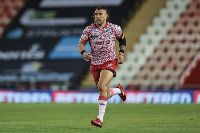 Fanitesi Niu of Leigh Leopards during the Betfred Super League Round 23 match Leigh Leopards vs Salford Red Devils at Leigh Sports Village, Leigh, United Kingdom, 22nd August 2025

(Photo by Mark Cosgrove/News Images)