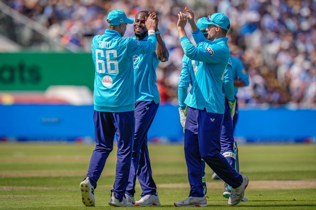 Jofra Archer of England celebrates taking the wicket of Virat Kohli of India during the 1st Metro Bank ODI match England vs India at Edgbaston, Birmingham, United Kingdom on 14 July 2026

(Photo by Maynard Manyowa/News Images)