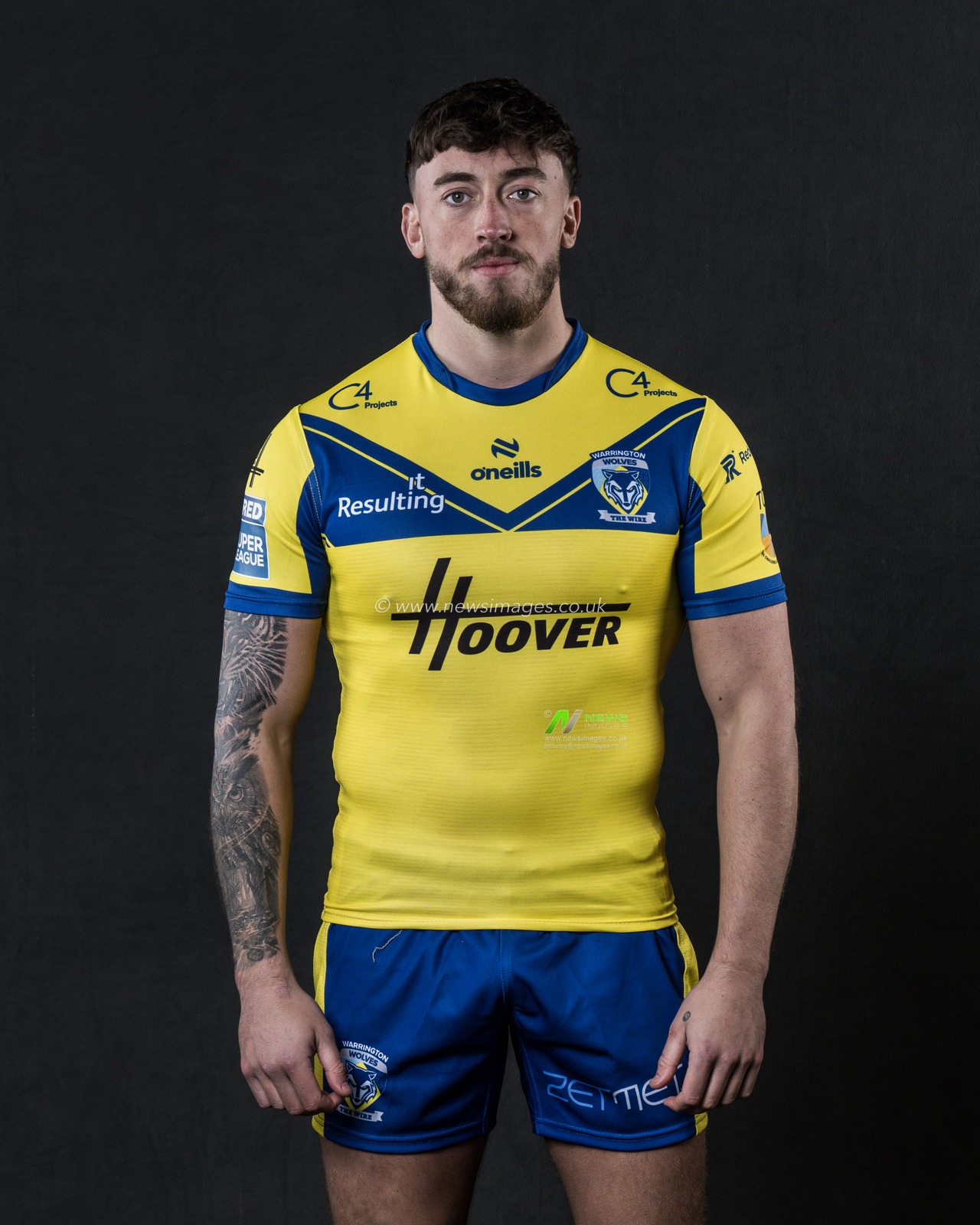Matty Ashton in the Home kit during the Warrington Wolves Team media day at Warrington wolves training centre, Warrington, United Kingdom, 16th January 2025

(Photo by Craig Thomas/News Images)