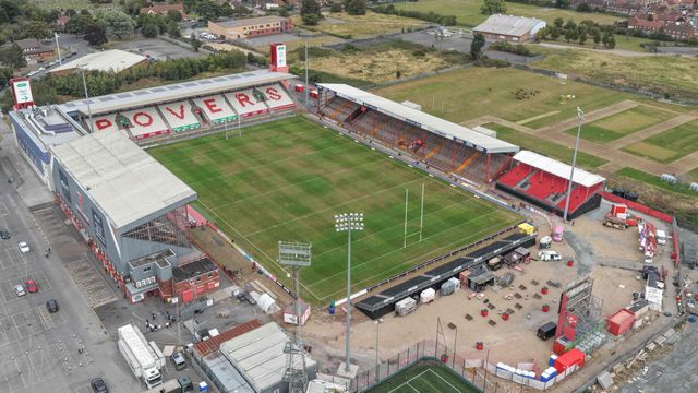 An aerial view of The Sewell Group Craven Park during the Betfred Super League Round 24 match Hull KR vs St Helens at Sewell Group Craven Park, Kingston upon Hull, United Kingdom, 29th August 2025

(Photo by Mark Cosgrove/News Images)