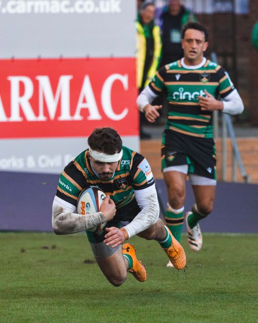 Toby Thame of Northampton Saints during the Gallagher Premiership match Northampton Saints vs Sale Sharks at Cinch Stadium at Franklin's Gardens, Northampton, United Kingdom, 20th December 2025

(Photo by Craig Evans/News Images)

*** GER AUT SUI OUT ***