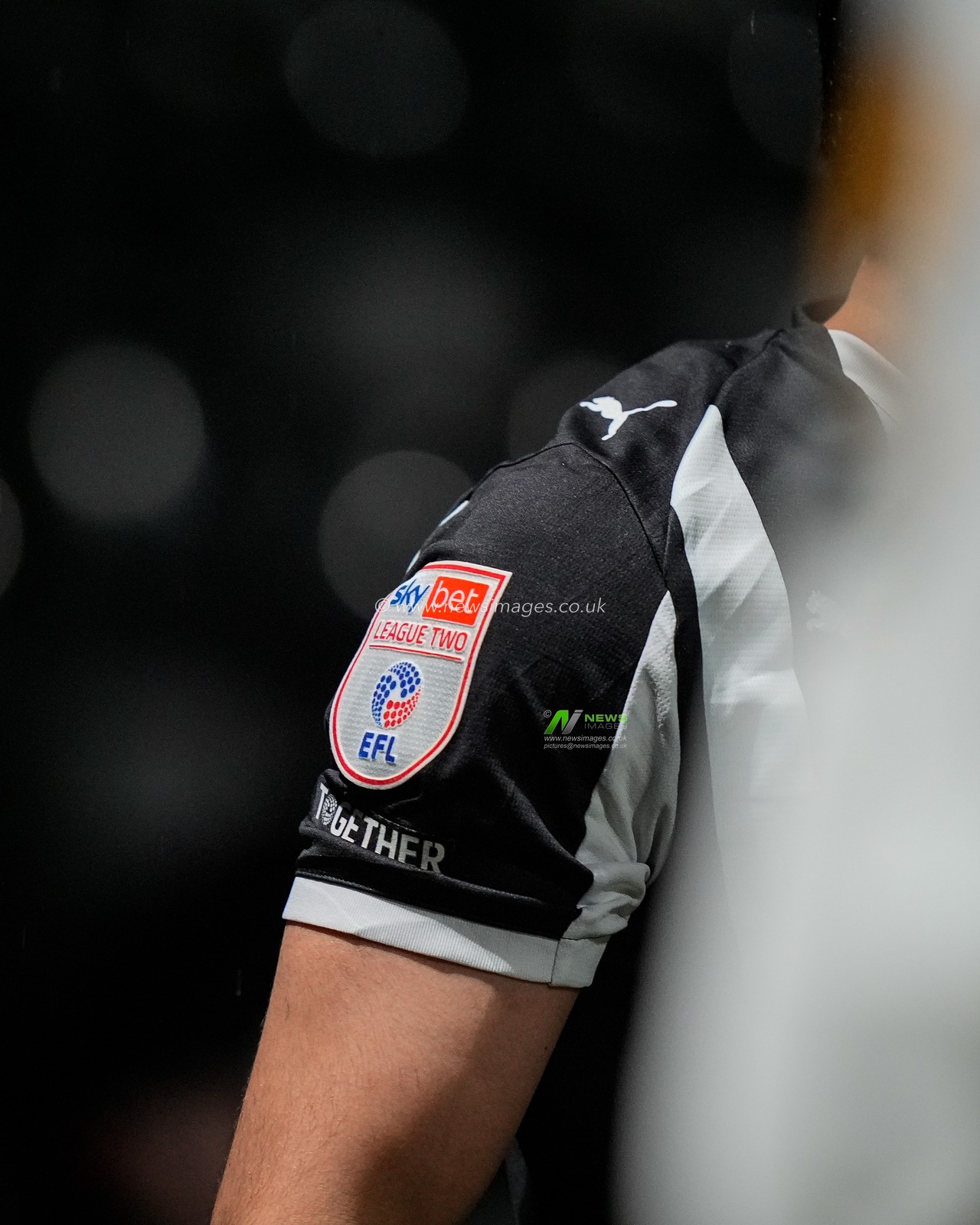 SkyBet League Two logo and badge on shoulder of Maziar Kouhyar of Notts County during the Sky Bet League 2 match Notts County vs Gillingham at Meadow Lane, Nottingham, United Kingdom, 3rd February 2026

(Photo by Maynard Manyowa/News Images)