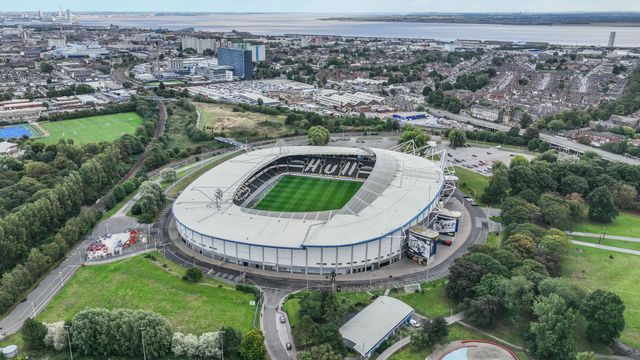 An aerial view of MKM Stadium ahead of the Betfred Super League Round 26 match Hull FC vs Warrington Wolves at MKM Stadium, Hull, United Kingdom, 13th September 2025

(Photo by Alfie Cosgrove/News Images)