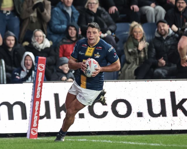 Ryan Hall of Leeds Rhinos goes over for a try during the Betfred Super League Round 2 match Leeds Rhinos vs York Knights at AMT Headingley Stadium, Leeds, United Kingdom on 20 February 2026

(Photo by Mark Cosgrove/News Images)