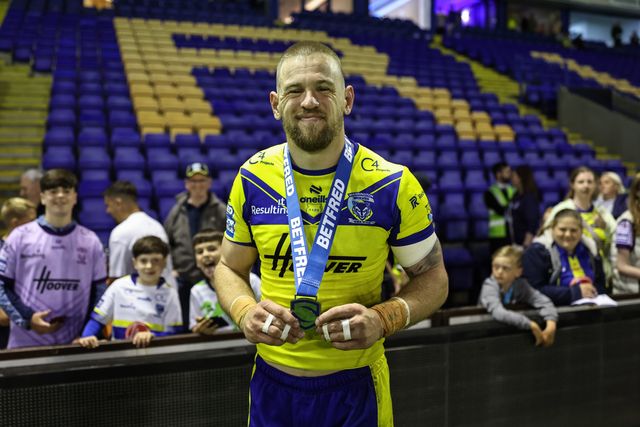Betfred player of the game Matt Dufty of Warrington Wolves during the Betfred Super League Round 13 match Warrington Wolves vs Castleford Tigers at Halliwell Jones Stadium, Warrington, United Kingdom, 30th May 2025

(Photo by Mark Cosgrove/News Images)