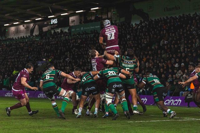 Ernst van Rhyn of Sale Sharks during the Gallagher Premiership match Northampton Saints vs Sale Sharks at Cinch Stadium at Franklin's Gardens, Northampton, United Kingdom, 20th December 2025

(Photo by Craig Evans/News Images)

*** GER AUT SUI OUT ***