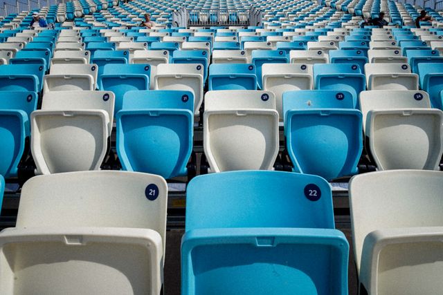 A general view of the seats during the County Championship Division Two Derbyshire vs Northamptonshire day one match at The Central Co-Op County Ground, Derby, United Kingdom on 08 May 2026

(Photo by Maynard Manyowa/News Images)
