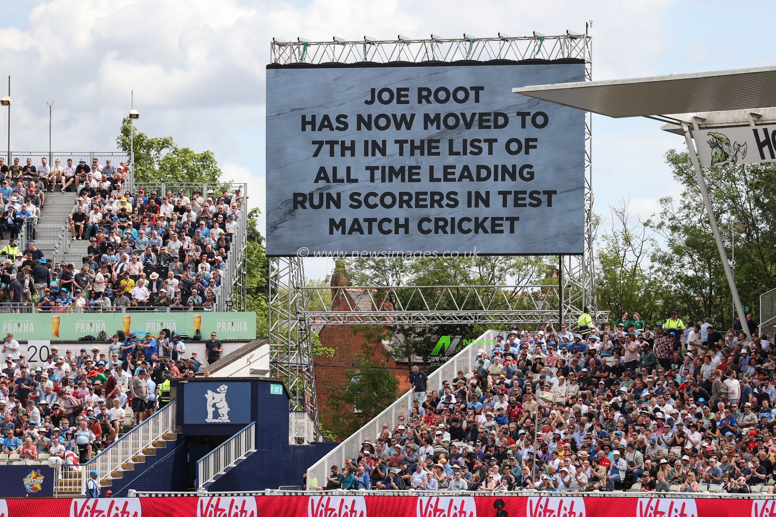 Joe Root of England hits the ball to move into 7th in the list of all time leading run scorers in test match cricket during Day Two of the Rothesay Test match England vs West Indies at Edgbaston, Birmingham, United Kingdom, 27th July 2024

(Photo by Mark Cosgrove/News Images)